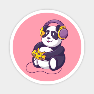 Cute Panda Playing Video Games - Funny Animals Magnet